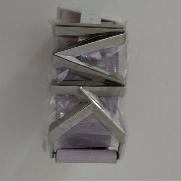 Michael Kors Buckle Silver MK Signature Embossed Violet  Belt